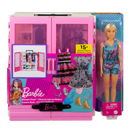 Barbie Ultimate Closet doll's wardrobe for organizing clothes and accessories, includes hangers, suitable for ages 3+, GBK12.