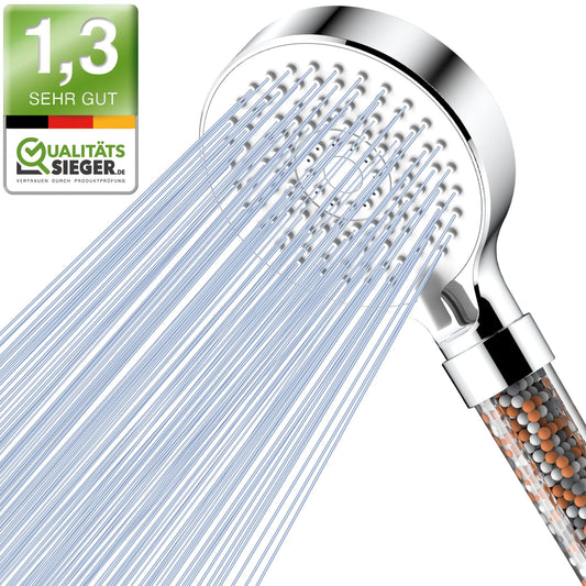 Magichome shower head with filter, high pressure handheld shower 5 spray modes, water-saving shower head with 3-layer filtration mineral stones, pressure-boosting shower sprayer for hard water, residual chlorine, white.