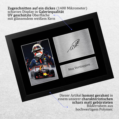 HWC Trading FR A4 Max Verstappen Formula 1 Gifts Printed, Signed Autograph Picture For F1 Formula 1 Racing Fans - A4 Framed