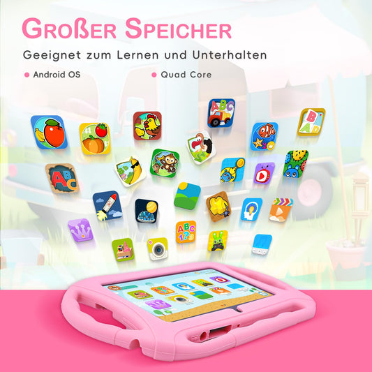 Veidoo Kids Tablet 7 Inch Android 32GB, WiFi, GMS, Dual Camera, Parental Control, Educational Learning Toddler Tablet with Silicone Case