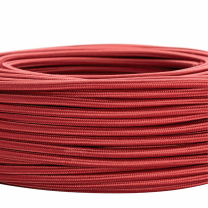 Textile cable for lamps, 5m Bordeaux, 3-core, (3x 0.75mm²) - Plastic power cable with earth conductor, textile wrapped.