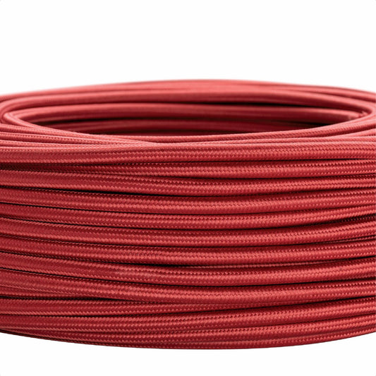 Textile cable for lamps, 5m Bordeaux, 3-core, (3x 0.75mm²) - Plastic power cable with earth conductor, textile wrapped.