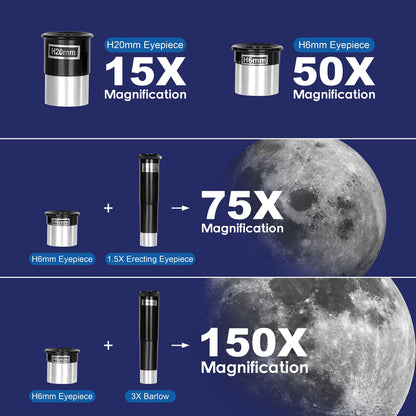 Aomekie Telescope for Kids Beginners 70MM Astronomy Telescope with Smartphone Adapter Aluminum Tripod Barlow and Erecting Eyepiece