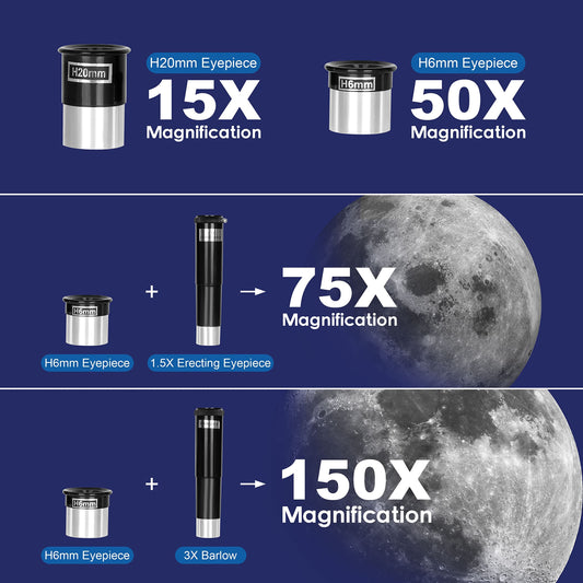Aomekie Telescope for Kids Beginners 70MM Astronomy Telescope with Smartphone Adapter Aluminum Tripod Barlow and Erecting Eyepiece