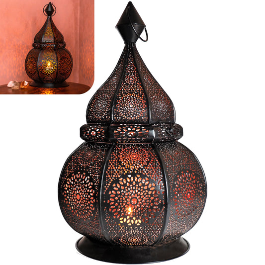 Gadgy Oriental Lamp Metal 36cm - Moroccan Lantern Handmade with Shadow Effect | Decorative Lamp for Balcony, Ramadan Decor & Tea Light Holder for Indoor and Outdoor