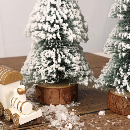 3 pieces Mini Christmas tree with wooden base for Christmas table decoration. Artificial Christmas tree perfect as a holiday gift.