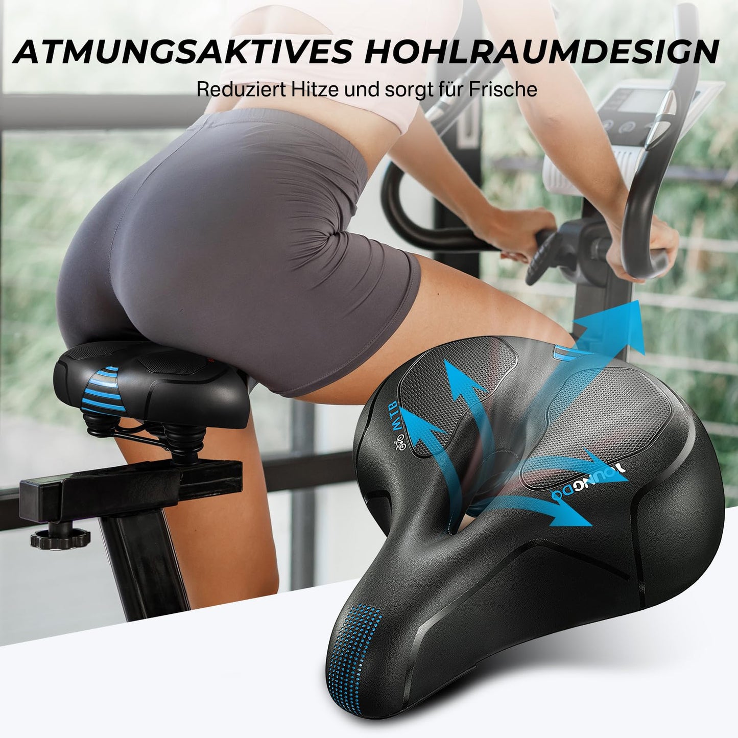 YOUNGDO bicycle saddle, gel bike seat, soft, comfortable, breathable, shock-absorbing, Ergonomic bike saddle with waterproof cover.