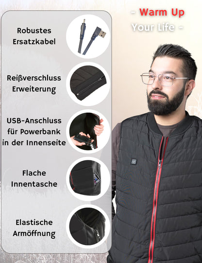 NorthHeat Premium heated vest, size L | Heated vest for men and women | Clothing with 5 heated zones up to 55°C | Heated vest WITH BATTERY (Powerbank)