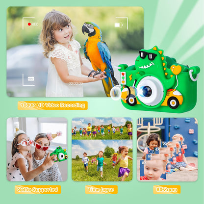 Pllieay Kids Camera Digital Camera with 32GB Card, 1080P HD, 5 Games, Dual Lens Children's Camera for Kids 3+ years.