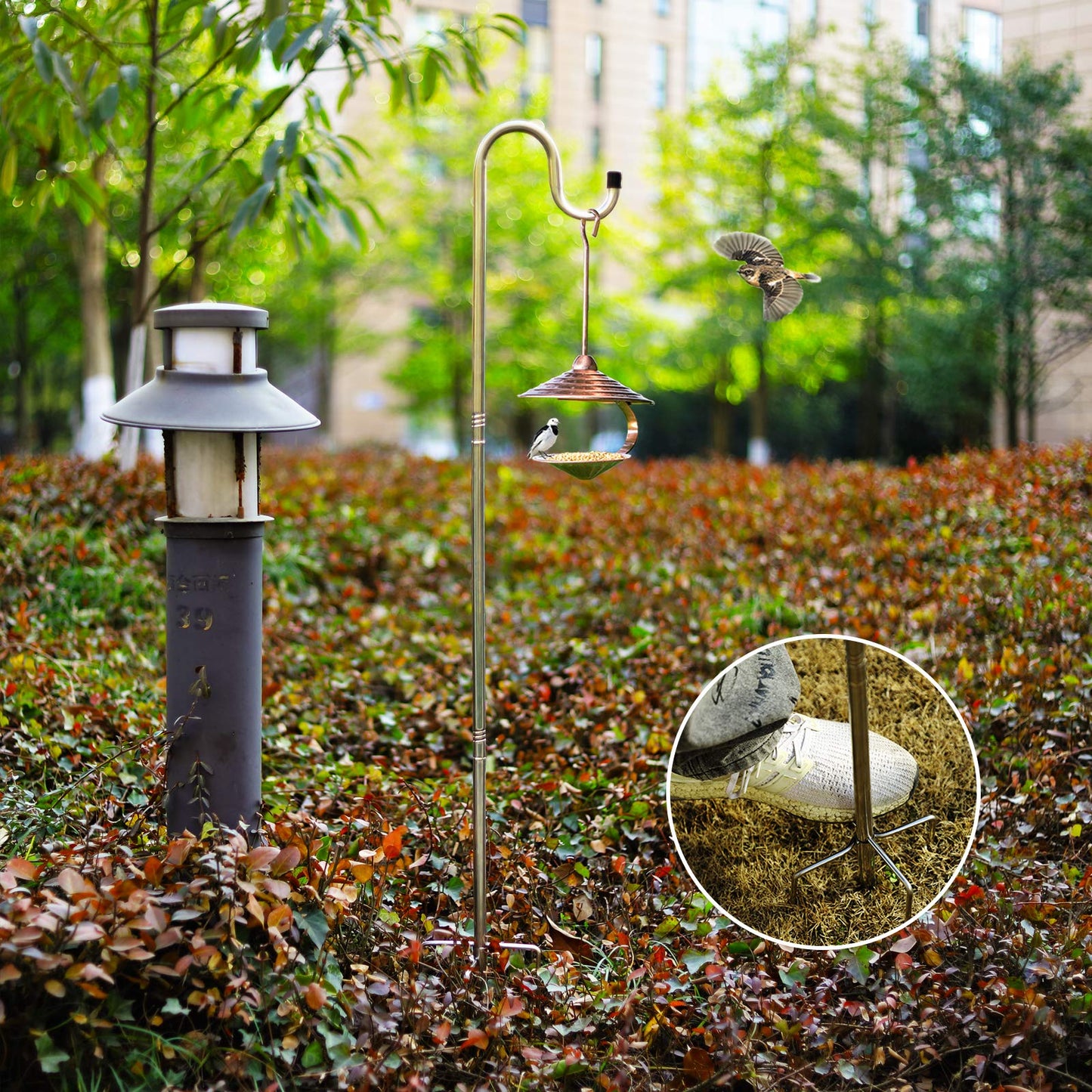 HOME RIGHT Bird Feeder Station, 30 to 94 inches, adjustable shepherd's hook, durable, 5 prongs, metal hook, garden plant hanger for wedding decoration (1 piece)