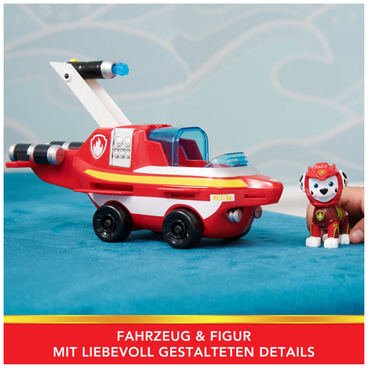 PAW Patrol, Aqua Pups - Base vehicle toy car in dolphin design with Marshall puppy figure, suitable for children aged 3 and up.