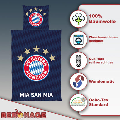 FC Bayern Munich bedding Player 135x200 cm + 80x80 cm 100% cotton flannel record champions Harry Kane, Musiala, Müller Allianz Arena football FCB German size zipper
