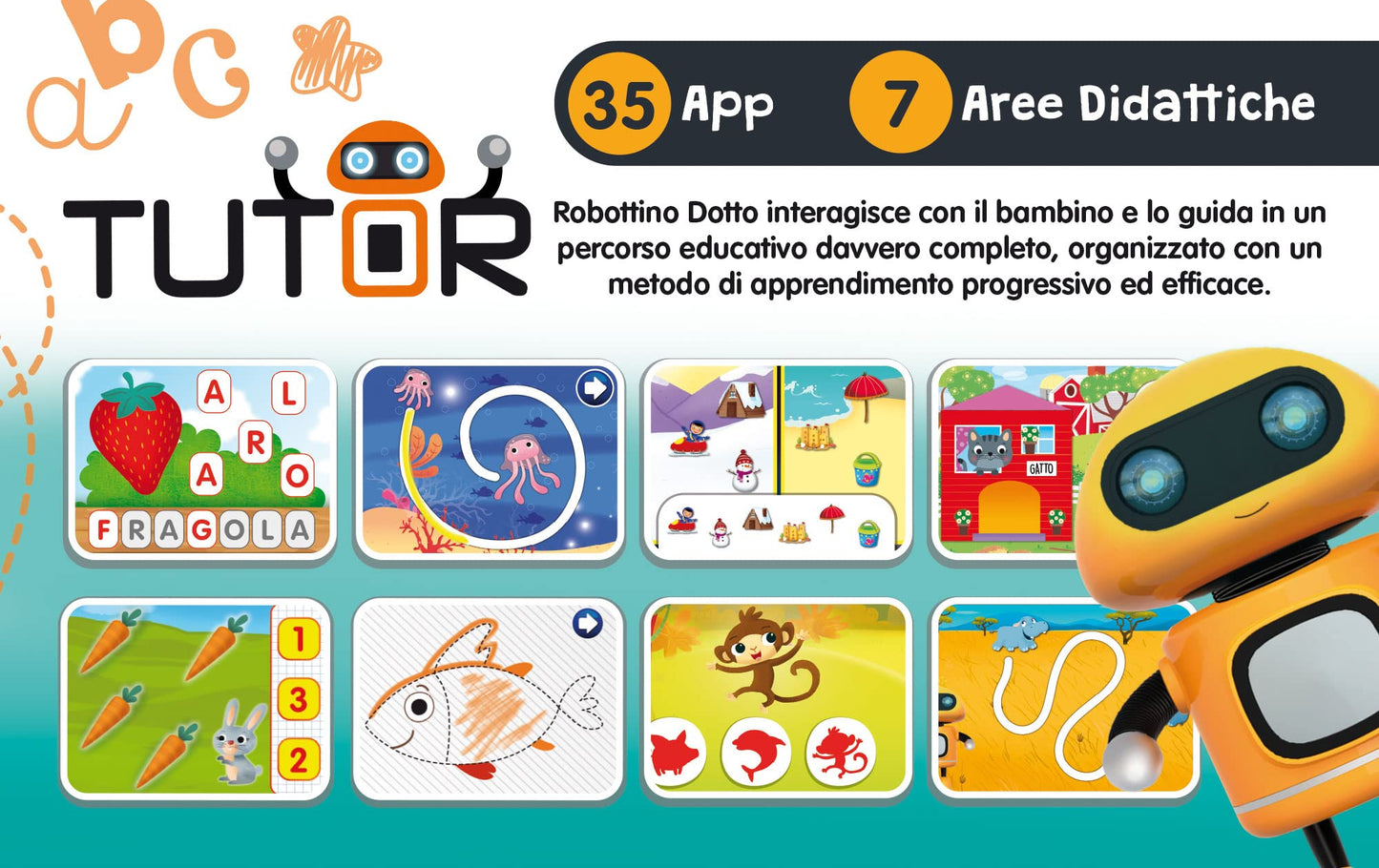 Lisciani Games LISCIANI-My Tab 10 Inch Tutor XL 2022, Kids 3-6 Years, Autonomous, Sensory Skills, Hand-Eye Coordination, Multicolor, 97043