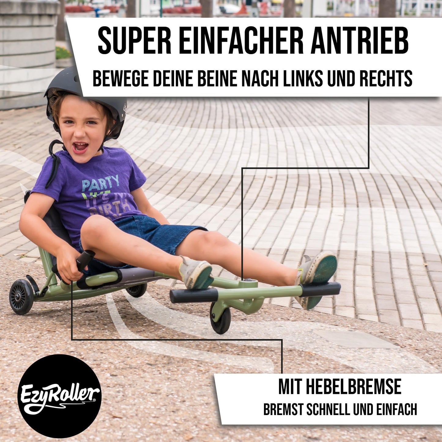 EzyRoller Classic X: children's vehicle for ages 4 to 14. Trike scooter with three wheels, providing fun and excitement for kids.