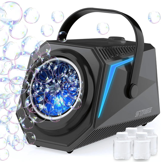 Bubble LED bubble machine, 4X 90ml bubble fluid tank, bubble machine, bubble gun for kids, bubble bazooka bubble machine, gift, wedding