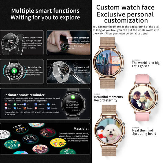 ZPIMY Smartwatch for Women Men, Smart Watch with Phone Function 1.32" Inch Touchscreen Fitness Tracker, IP68 Waterproof Fitness Watch Activity Tracker Fitness Wristwatch for Android iOS (Gold)