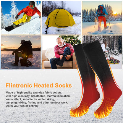 Flintonic Heated Socks, Rechargeable Heated Socks for Men and Women, Foot Warmer Heating Socks with 3 Adjustable Temperatures, 2200mAH Electric Foot Warmer Warm Socks for Skiing Outdoor.