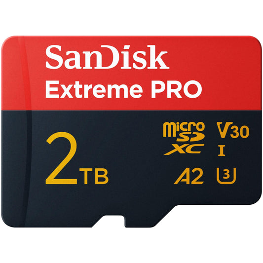 SanDisk Extreme PRO microSDXC UHS-I Memory Card 2TB + SD Adapter & RescuePRO Deluxe (For smartphones, action cameras, or drones, transfer speeds up to 250 MB/s, 5K, 4K UHD, A2, Class 10, U3, V30)