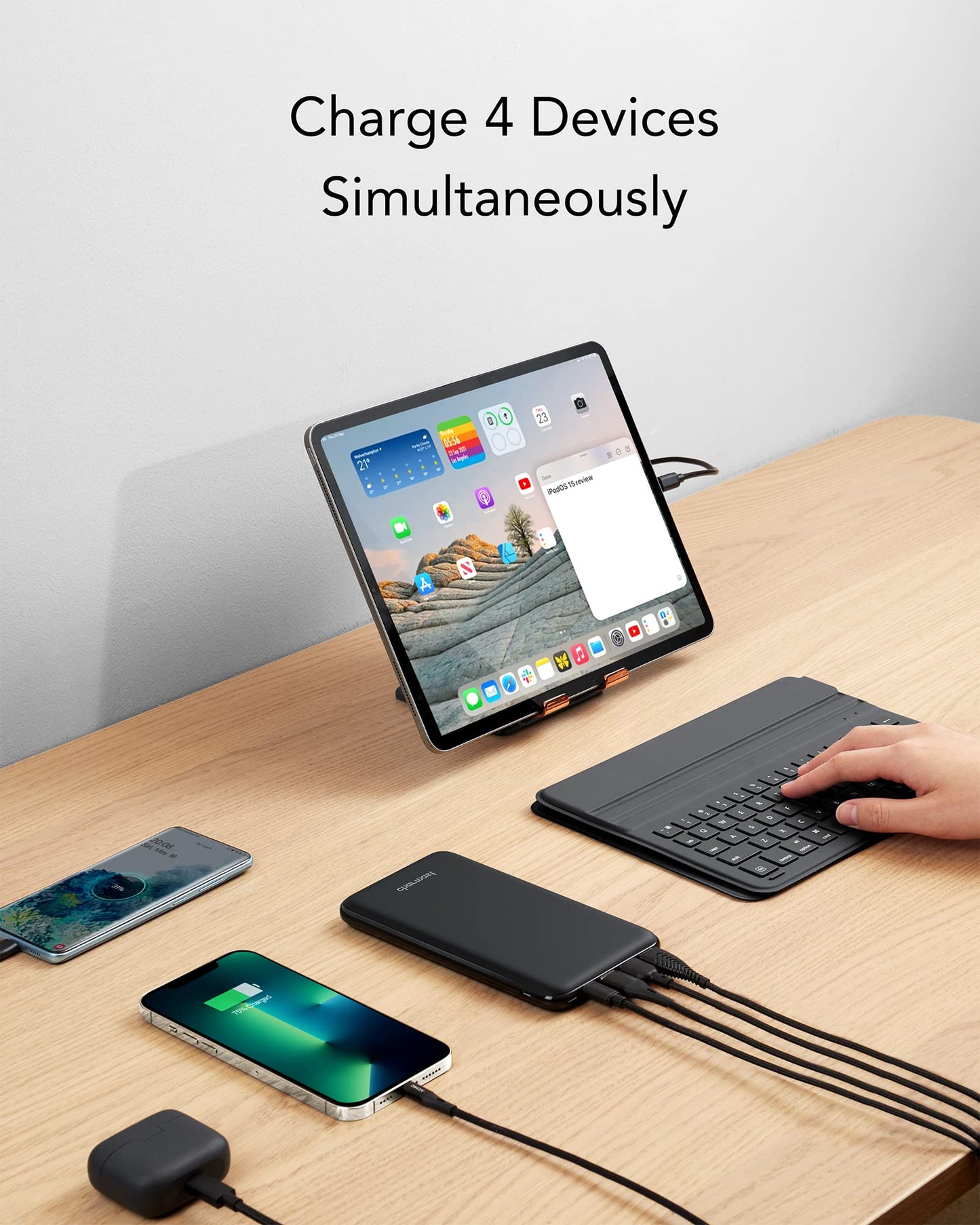 Charmast Power Bank, 20W Slim Powerbank 26800mAh with 4 outputs and 3 inputs, USB C input & output, External battery packs compatible with iPhone 16 15 14 13 12 11 Pro Max Plus Mini iPad Samsung Tablet