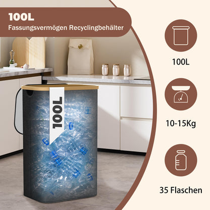 Deposit bottle collection container with 2 carrying bags, 100L bottle deposit container, bottle collector empty containers, empty container collection container, storage box, kitchen storage and organization (black)