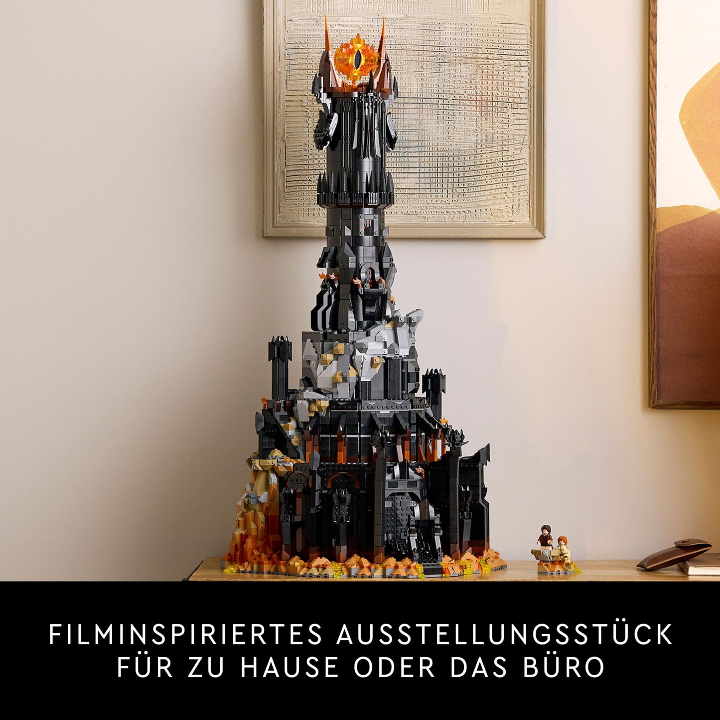 LEGO Icons The Lord of the Rings: Barad-dûr, adult building set featuring minifigures Sauron, Gothmog, Orc, Frodo, Sam, and Gollum. A film collectible and fan favorite. Item 10333.