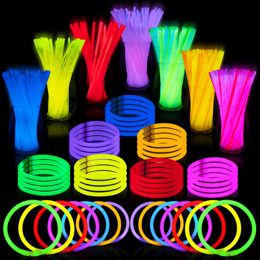 JOYIN 300pcs Glow Sticks party set, Neon Light Sticks Party Decorations, 20.3 cm Glow Sticks, Bracelets for Kids, Party Gifts, glowing Party decorations with connectors for Birthday, Wedding