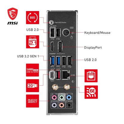 MSI Z790 GAMING PLUS WIFI motherboard, ATX - Supports Intel Core processors 12th, 13th, and 14th Gen, LGA 1700 - DDR5 Memory Boost 7200+MHz/OC, 1 x PCIe 5.0 x16, 4 x M.2 Gen4, 2.5G LAN, Wi-Fi 6E