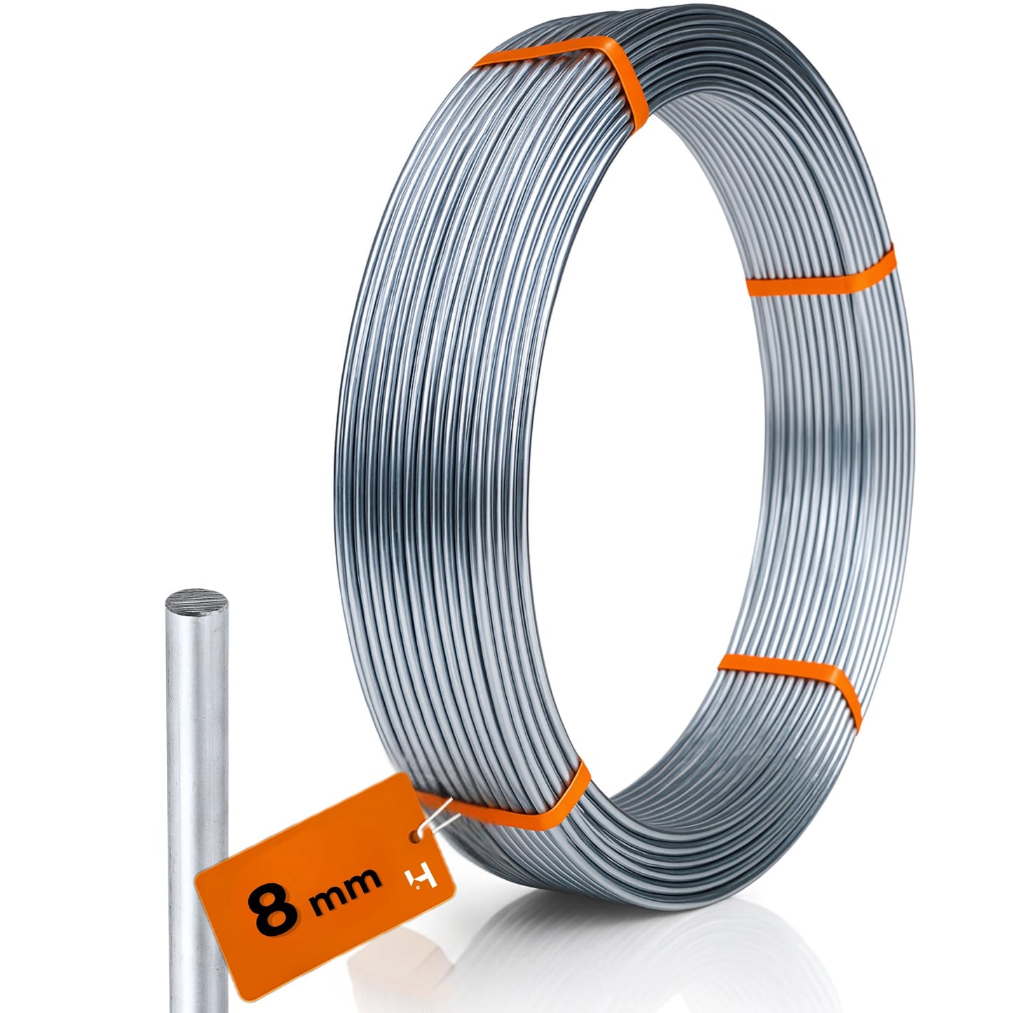 HouseHero® 40 meters round wire aluminum diameter 8mm I grounding wire I lightning protection AlMgSi - meter goods I lightweight and flexible.