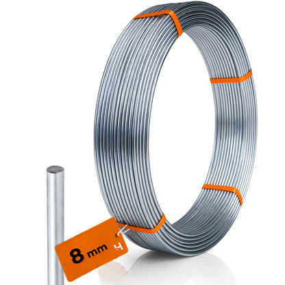 HouseHero® 40 meters round wire aluminum diameter 8mm I grounding wire I lightning protection AlMgSi - meter goods I lightweight and flexible.