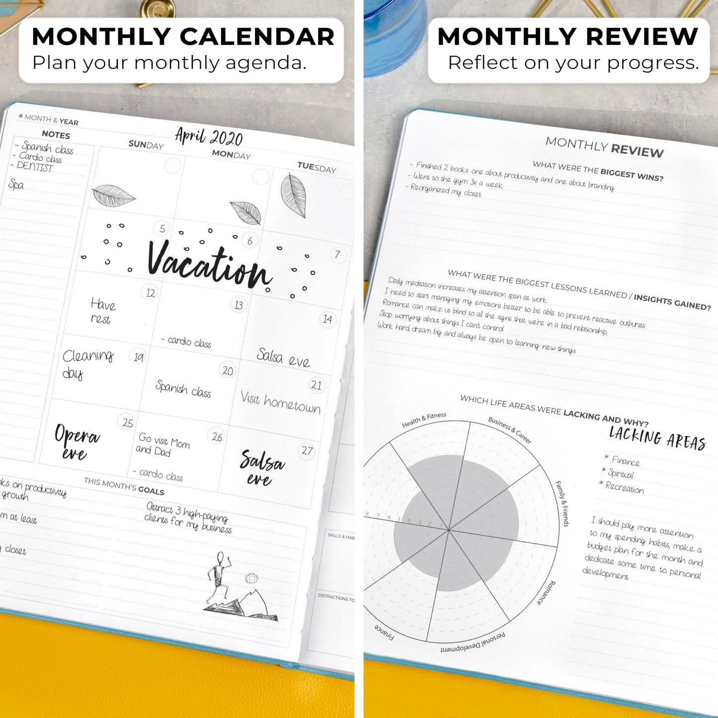 Clever Fox Planner PRO Premium Edition - Luxurious weekly and monthly planner + budget planner for productivity and goal achievement, undated, storage box, lasts 1 year, Aquamarine