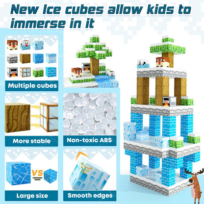 Toylogy Magnetic Building Blocks - Build Mine Magnets World Ice Edition Set, Magnetic World Kids Toy for 3 4 5 6 years Gift Girls, Magnet Game Princess Castle STEM Toy for 3+ Children