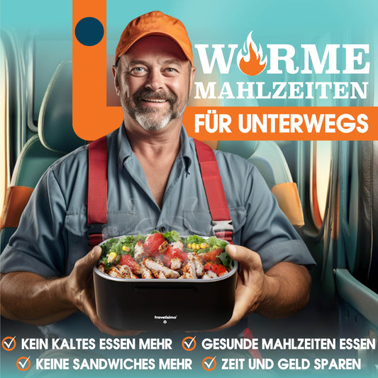 TRAVELISIMO Electric Lunchbox 80W Food Warmer, 1.5L Heat Box 3-in-1 Electric Lunch Box, Lunchbox, Hot Food 12V/24V/220V, for Work Car Truck Electric Lunchbox, Microwave for Trucks