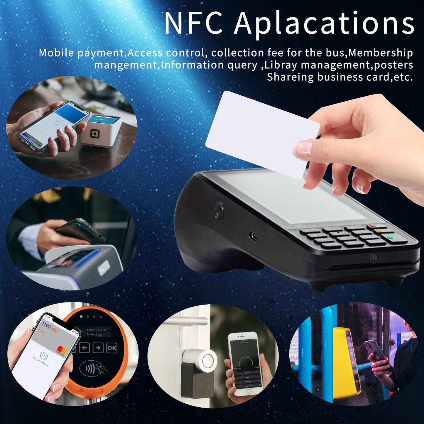 100 pieces NFC Tag Cards, programmable NFC 215 Tag waterproof PVC NTAG215 Card CR80, 504 bytes memory compatible with Android iPhone and other devices
