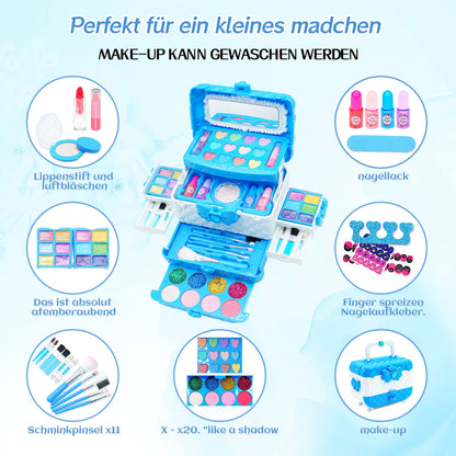 Children's makeup set girls' toy gifts - Frozen washable makeup case for children, kids makeup makeup set games, toys for girls Christmas birthday gifts for girls 4-12 years.