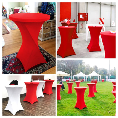 3 pieces of cocktail table covers 80cm, red table covers for Ø 80-85 cm cocktail tables and bistro tables, stretch tablecloth with foot pockets for wedding birthday party banquet (80 cm, red)