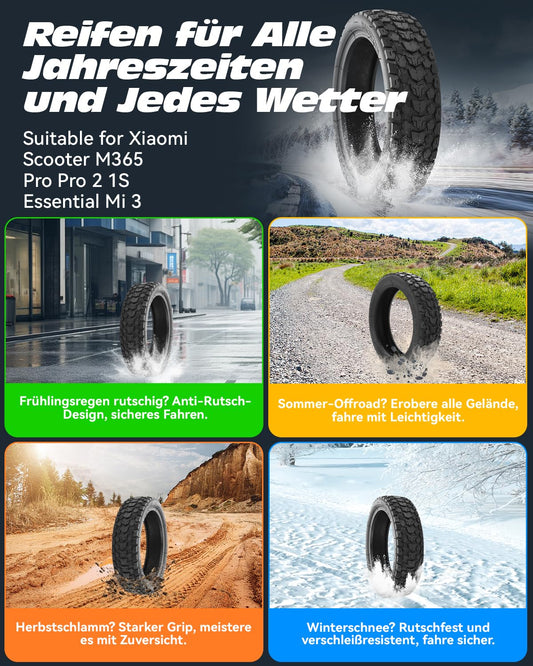 Satgoo E Scooter Tire 8 1/2 x 2, Offroad Terrain Tire + Thickened Inner Tube - Superior Grip, Comfortable - Various Complex Roads, 50/75-6,1-8,5 inch Tire for Xiaomi Pro 2/1S/Mi 3 etc.