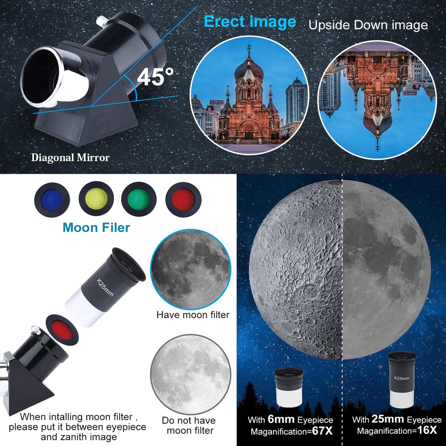 BNISE Telescope Astronomy Professional, 70/400MM Telescope for Kids Beginners with Adjustable Tripod Smartphone Adapter and Moon Filter