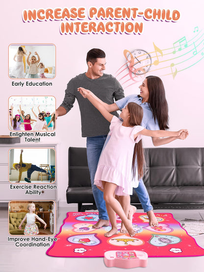 BAZADER Unicorn Dance Mat Toy Gifts for Girls Boys Ages 3 4 5 6 7 8+ Years, Music Mat with 5 Modes & 8 Built-in Songs, LED Display, Christmas Birthday Kids Toy