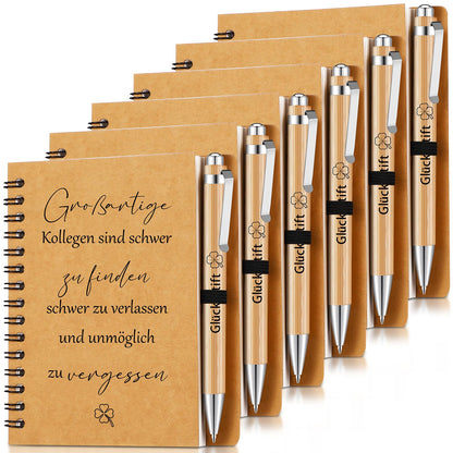 Sinmoe 6 Piece Farewell Gift for Colleagues Gift for Coworker Job Change Employee Thank You Spiral Notebook Lucky Pen Wood Ballpoint Pen (Great colleagues are hard to find)