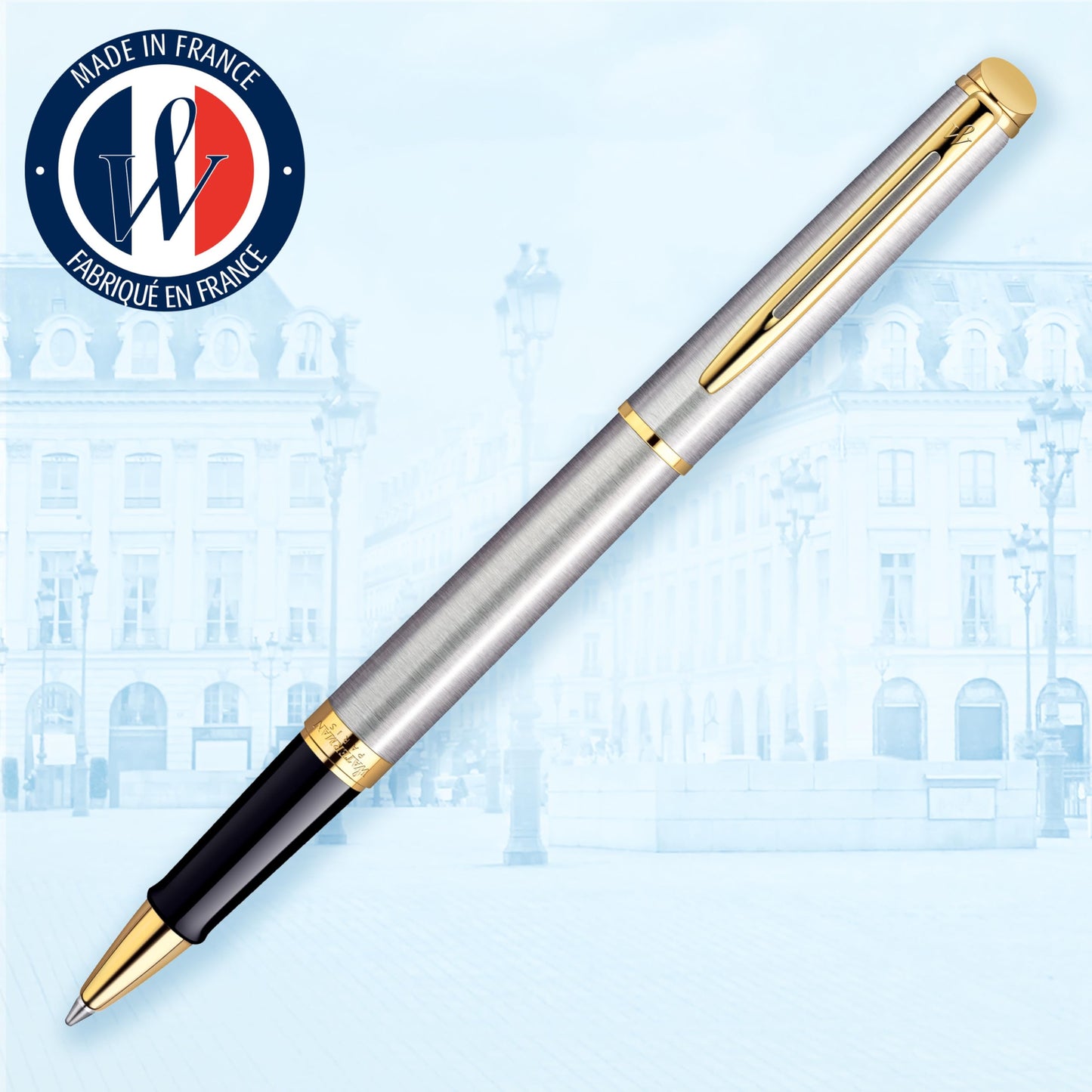 Waterman Hémisphère Rollerball | Stainless Steel with 23K Gold Trim | Fine Point | Black Ink | Gift Box