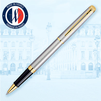Waterman Hémisphère Rollerball | Stainless Steel with 23K Gold Trim | Fine Point | Black Ink | Gift Box