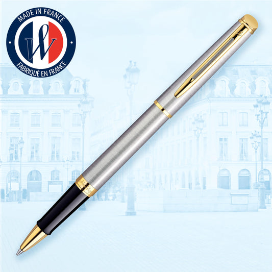 Waterman Hémisphère Rollerball | Stainless Steel with 23K Gold Trim | Fine Point | Black Ink | Gift Box