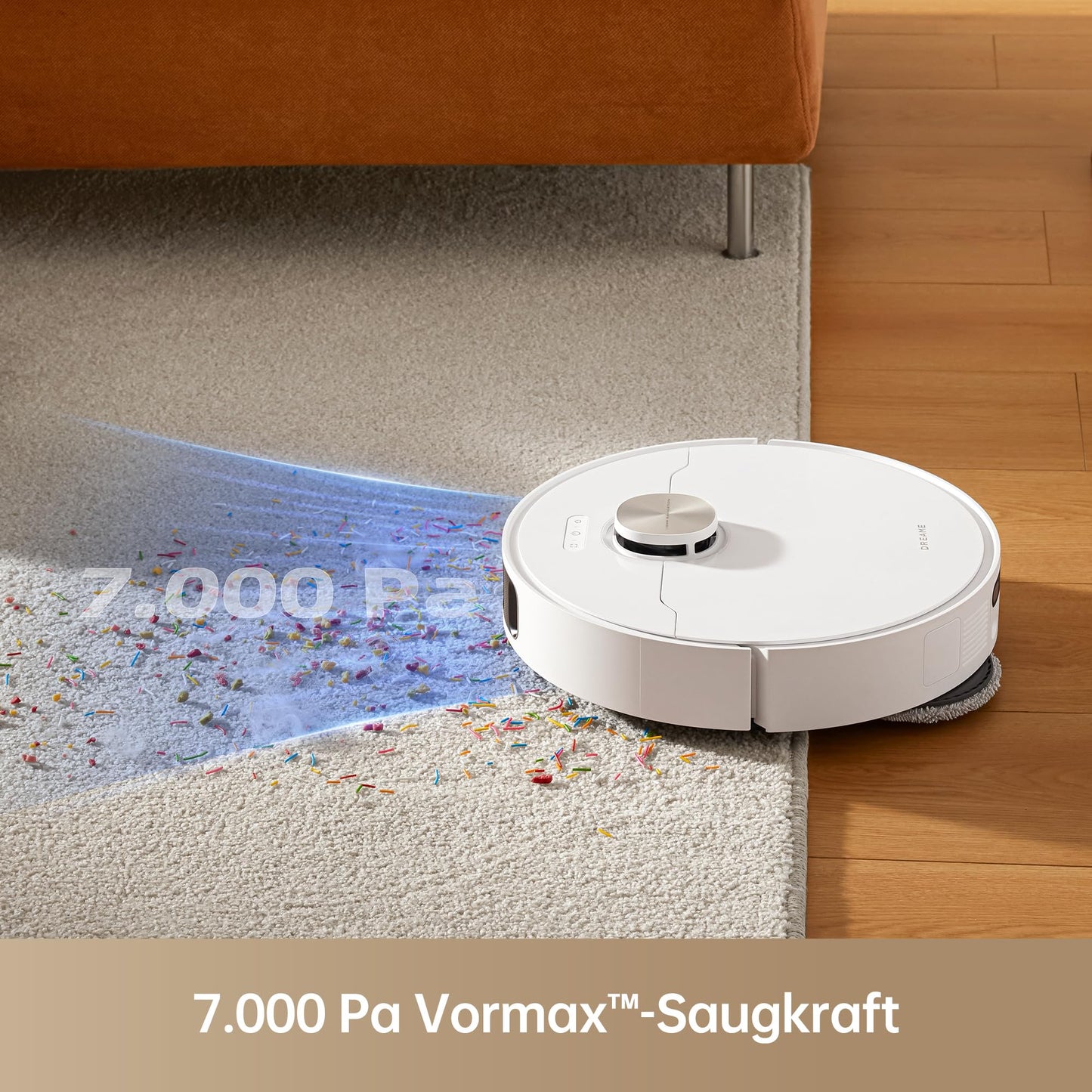 Dreamet L10s Pro Ultra Heat Robot Vacuum with Automatic Mop Cleaning with hot water, mop extension, 7,000 Pa suction power, dual mop and floor cleaning, carpet detection.