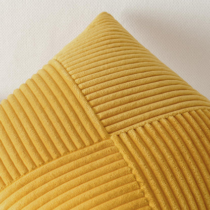 Topfinel Pillow Cover 24x24 Yellow Corduroy 2-Pack Windmill Striped Pillowcases Cushion Cover Decorative Throw Pillow Case Patchwork Design for Living Room Bedroom Couch