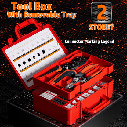 PEBA crimping tool JST connector set, crimp tool 0.03-0.5mm² with 24 styles JST-PH 2.0mm/JST-XH/JST-SM 2.5mm connectors, wire stripper | Crimp tool for 2.0/2.5/2.54/3.0 mm Dupont, JST, KF2510, MolexTE terminals