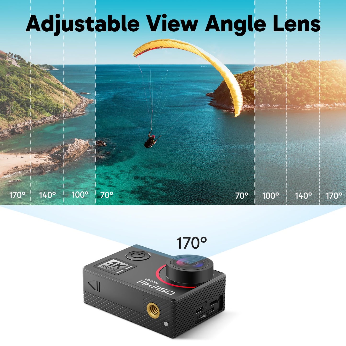 AKASO Action Cam 4K60FPS 40M underwater camera 20MP WiFi Action Camera with touchscreen EIS with 8X zoom voice control remote control accessory kit sports camera (V50 Elite)