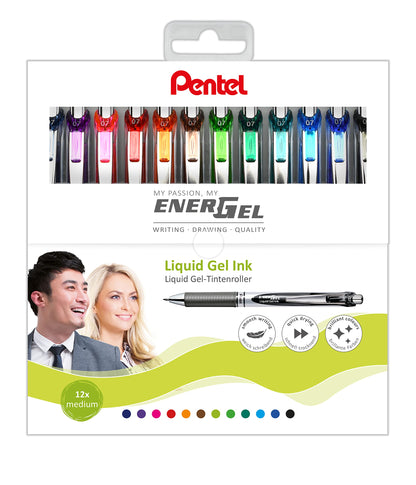 Pentel BL77-12 EnerGel Gel Ink Rollerball Pen with 0.7mm ball diameter = 0.35mm line width, 12 pack & LR7-BX refill for EnerGel pens 0.7mm ballpoint, red, 12 pack