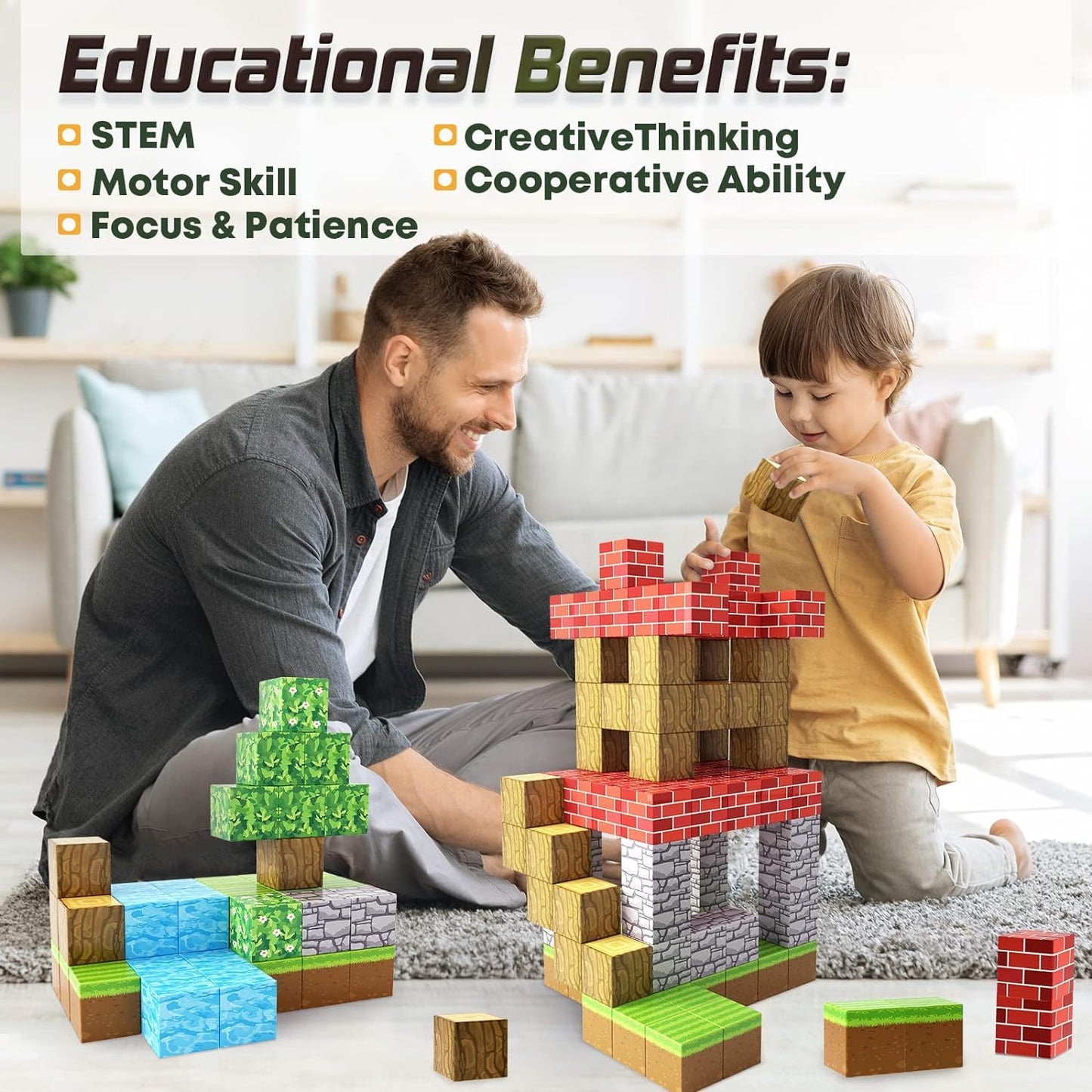 Toylogy Magnetic Building Blocks - Build Mine Magnets World Edition, Magnetic Toy for Boys and Girls ages 3 4 5 6 7 8, Montessori Toy for Kids 3+ Gift for Children...