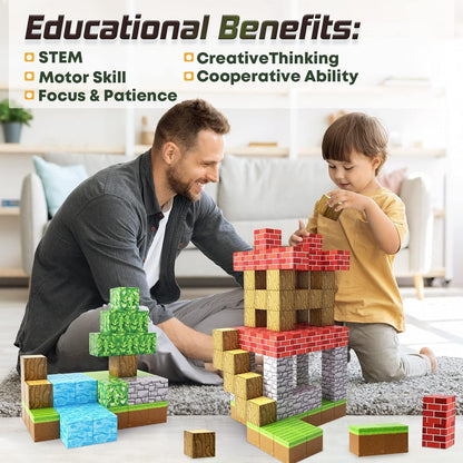 Toylogy Magnetic Building Blocks - Build Mine Magnets World Edition, Magnetic Toy for Boys and Girls ages 3 4 5 6 7 8, Montessori Toy for Kids 3+ Gift for Children...