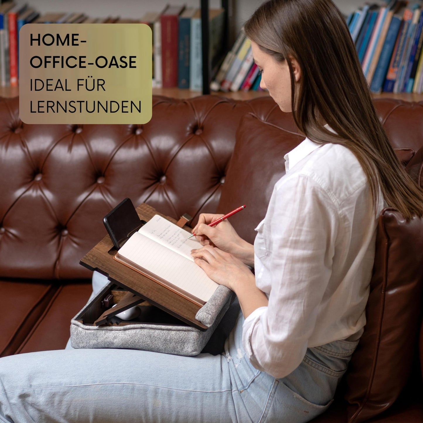 Vigo Wood Laptop Cushion - Lap tray with pillow, laptop table for sofa, Lap desk, Adjustable stand for bed, Tray (Walnut)